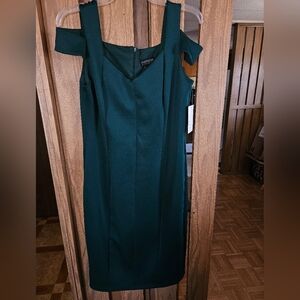NWT Enfocus Studio Sz 12 Green Zip Back Off The Shoulder Cocktail Dress